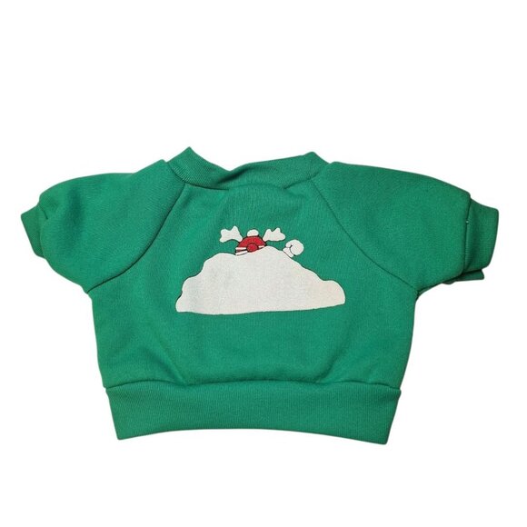 Bear Doll Sweatshirt Vintage Double Sided Winter Christmas Snow Green Dress Up - Picture 2 of 5